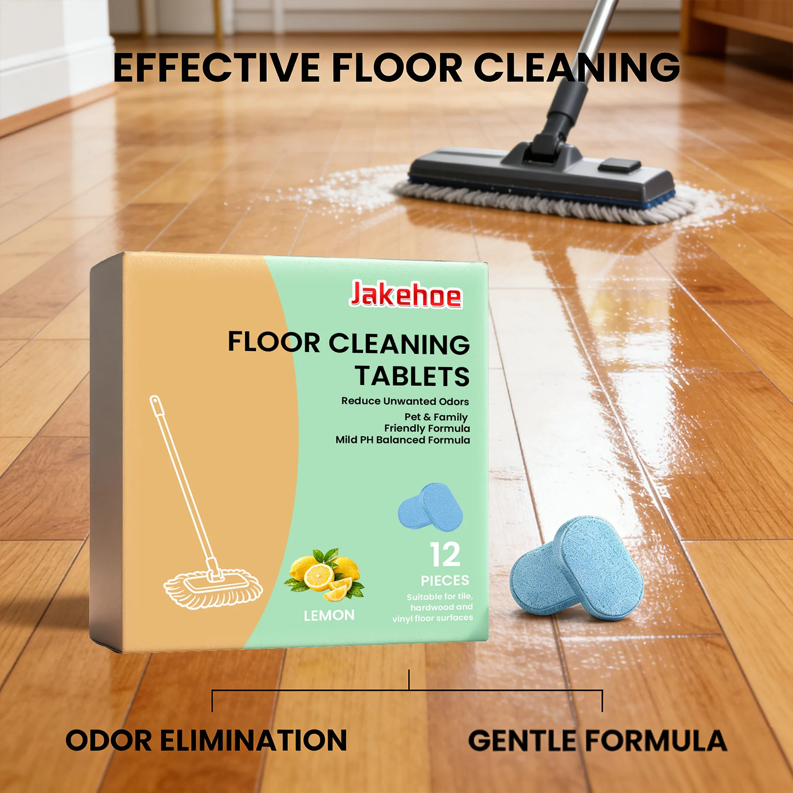 

Floor Cleaning Tablet Removing Floor Stains Eliminate Odors Polishing Restore Shine Freshing Lemon Fragrant Daily Floor Cleaner