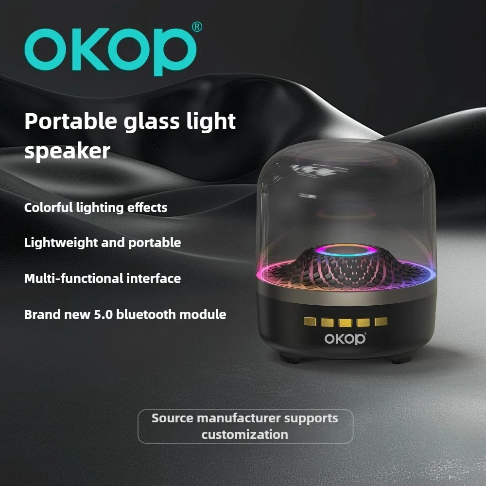 OKOP Harman Glazed صوت بلوتوث لاسلكي، مضخم صوت RGB لسطح المكتب لبطاقة المنزل، مكبر صوت متعدد الوظائف للجو، المنزل، التخييم #2