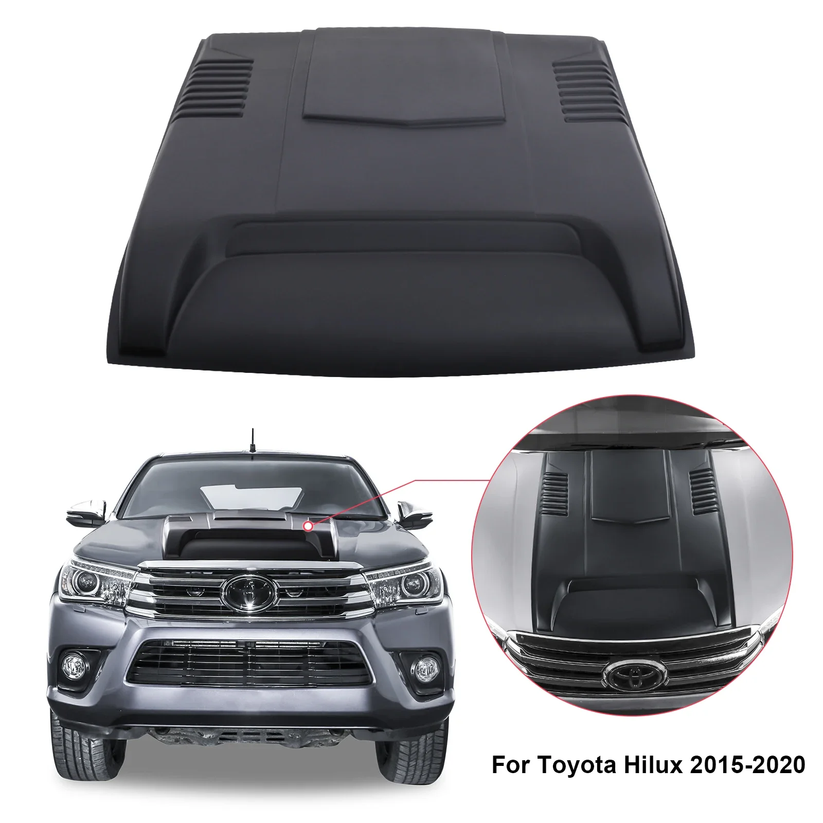 Car Bonnet Scoop Hoods Cover For Toyota Hilux 2015-2022 Matte Black 4X4 Car Accessories