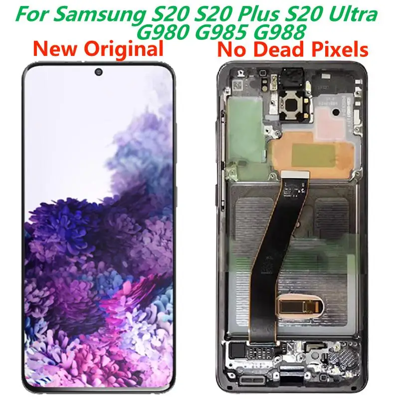 Super AMOLED For Samsung S20 SM-G980F LCD Display With Frame SM- S20Plus G985 S20 Ultra G988 Touch Screen Replacemt Repair Parts