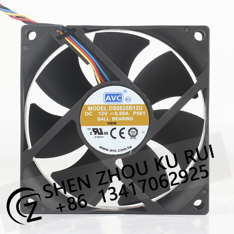 

Вентилятор охлаждения AVC 12V 0.50A 8025 для материнских плат, четырехконтактный, с контролем температуры, на двойных шарикоподшипниках, DS08025B12U