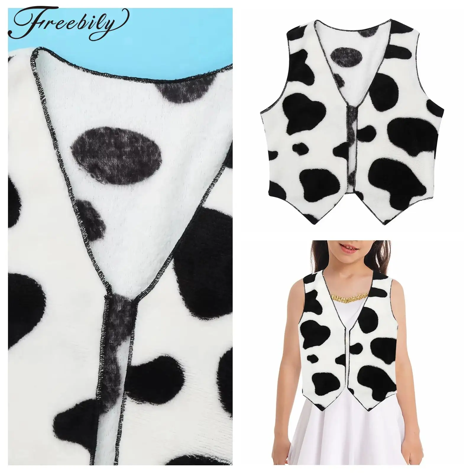 

Жилеты для мальчиков, ковбойский костюм в стиле вестерн, фланелевой жилет с принтом коровы, жилет для косплея в стиле пастушки для девочек, карнавальный костюм на Хэллоуин