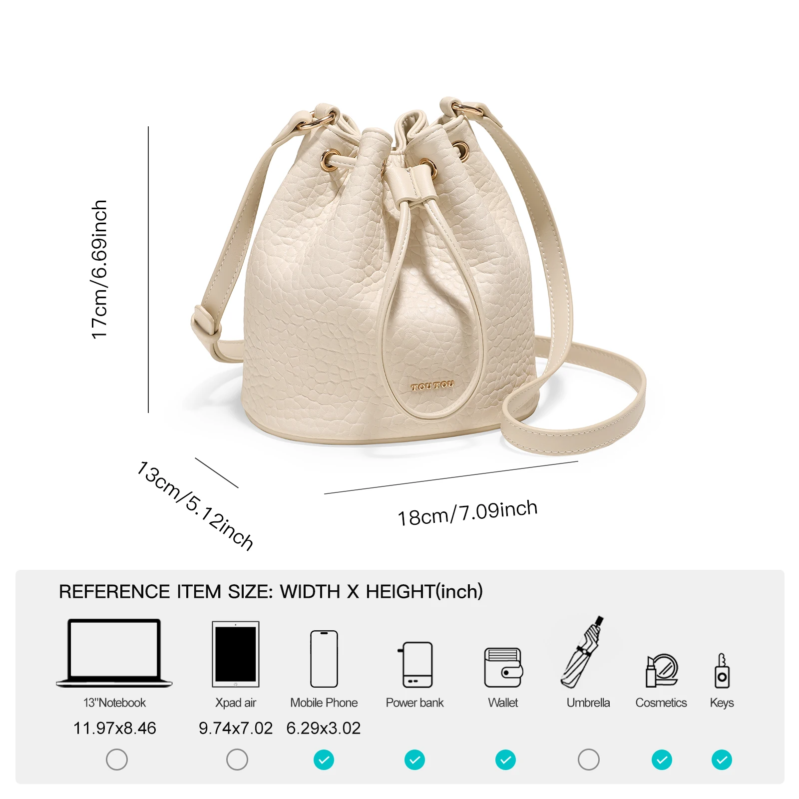 TOUTOU New Original Small Bucket Bag, Fashion Drawstring Design Shoulder Bag, Daily Commuter Handbag