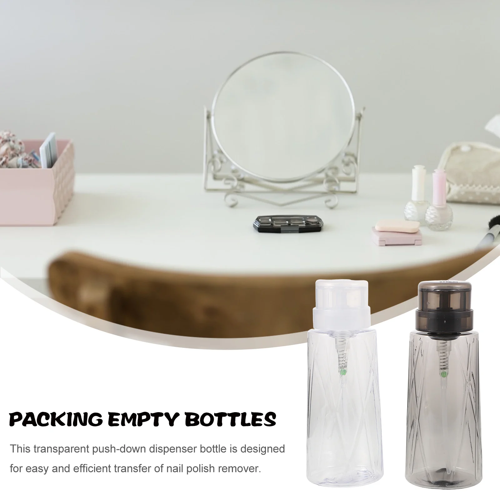 빈 매니큐어 용기 잠금 투명 푸시 다운 디스펜서 메이크업 리무버 및 네일 아트 용품용