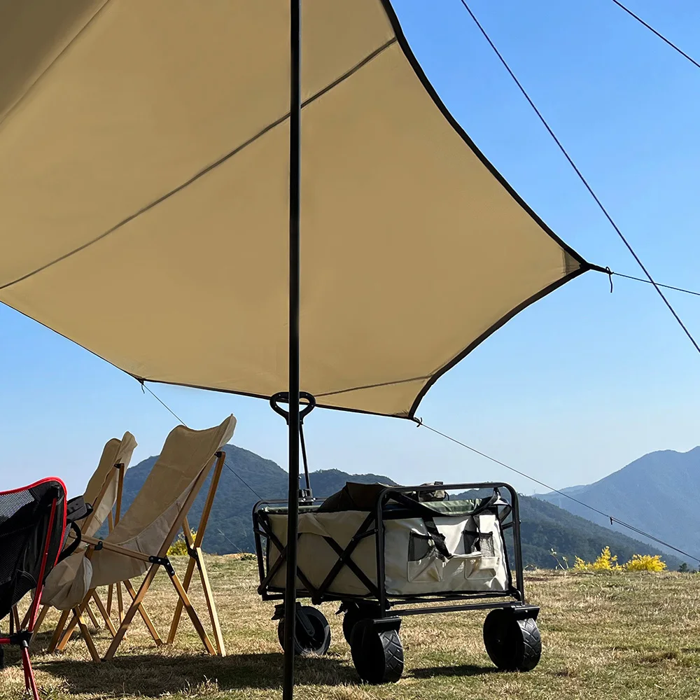 Große achteckige Campingplane 5,1x5,1m, silberbeschichtet, wasserdicht, Sonnenschutz (mit 2,8m Stangenset / 17x17ft Planenmaterial) – Detail 39