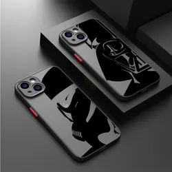 StarWars Cool Face Case For Apple iPhone 15 14 13 11 12 Pro 7 XR X XS Max 8 Plus 6 6S SE 2022 14Pro Black Matte Phone Funda