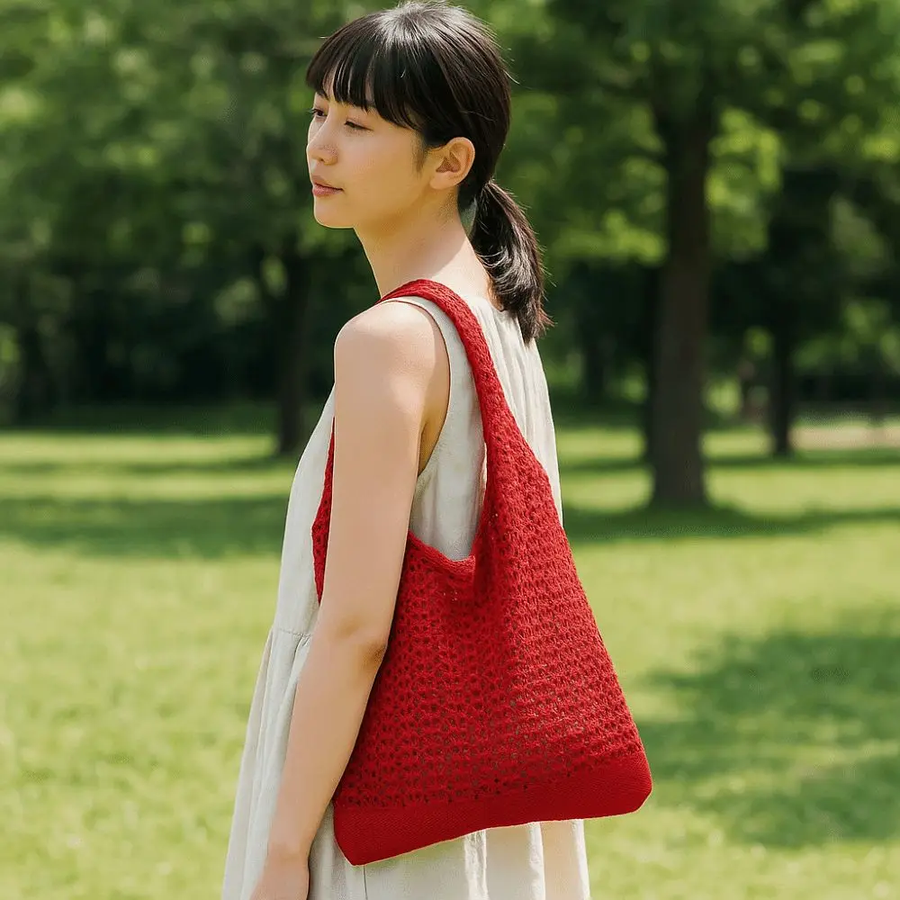 

Вязаная крючком большая сумка, легкая хлопковая полая тканая сумка на плечо, однотонная вязаная сумка из полиэстера, весна