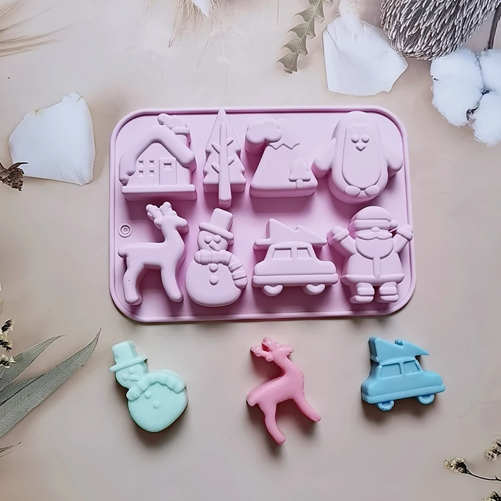 Silicone Chocolate Mold Christmas Shape Design Decorating Baking Trays Xmas Gingerbread Man Christmas Candy Mould