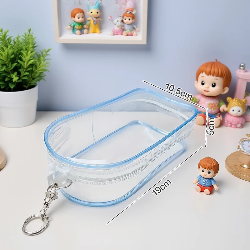 Custodia protettiva trasparente Scatola portaoggetti per bambole di peluche Borsa da esterno giocattolo con accessori per bambole portachiavi