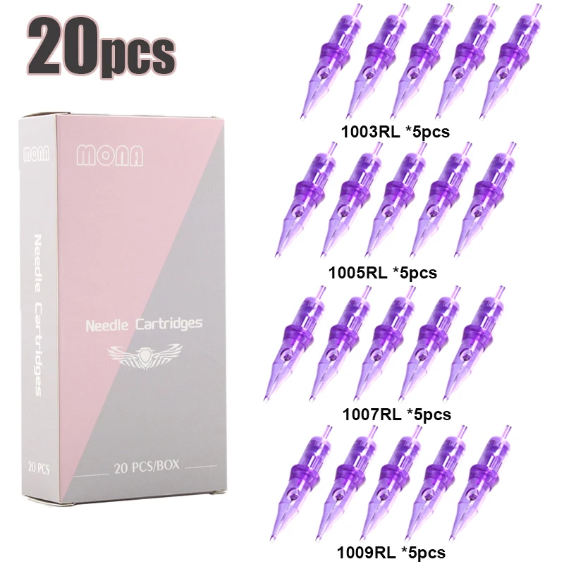 20Pcs Tattoo Needle Cartridge Mixed Size 3RL 5RL 7RL 9RL Disposable Round liner Tattoo Cartridge For Rotary Tattoo Machine pen