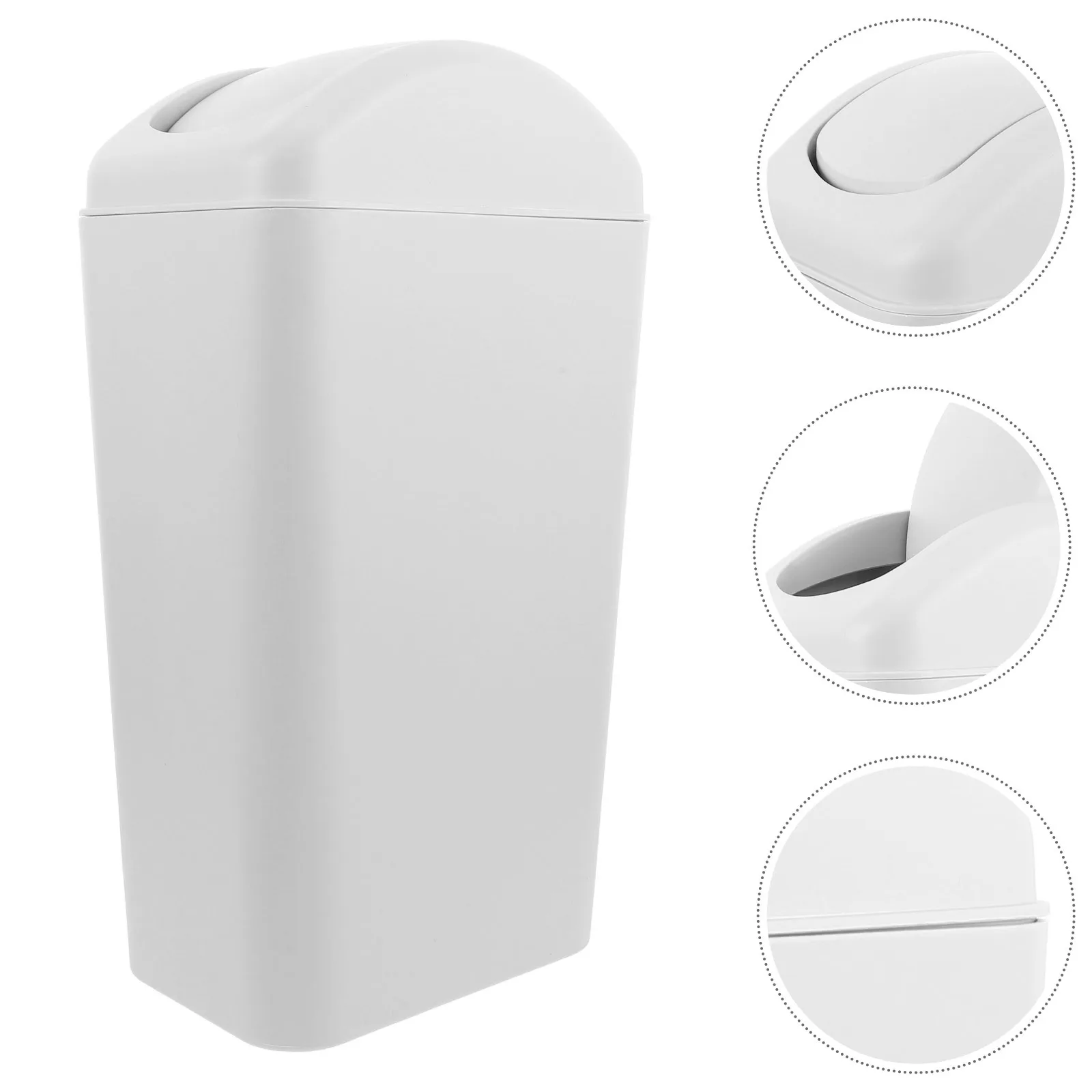 سلة المهملات البلاستيكية النحيفة سعة 8 لتر، غطاء متأرجح، سلة مهملات المطبخ، توفير المساحة، التحكم في الرائحة، سلة سعة كبيرة للحمام #1