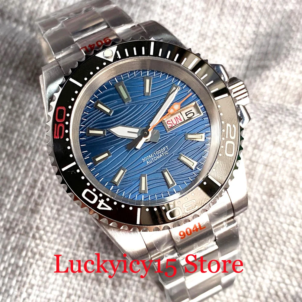 

BLIGER 40mm Selfwinding Men Watch Blue/Black/Green/Gray Watch Dial Japan NH36A Weekend Day Brush Strap Screw Crown Glass Back