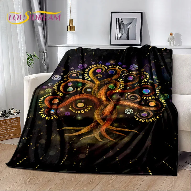 Nordic Mythology Yggdrasil Nature Tree of Life Blanket,Flannel Soft Throw Blanket for Home Bedroom Bed Sofa Picnic Office Kids