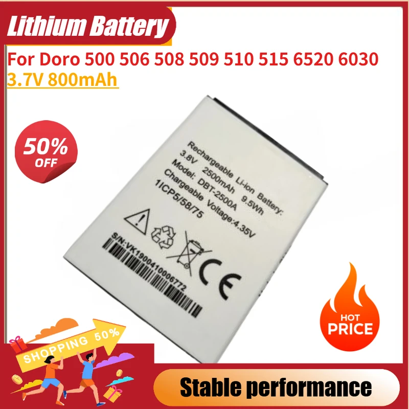 

Battery DBC-800D 3.7V 800mAh for Doro 509 510 515 500 506 508 6520 6030 Wireless Router Batteries Brand-New High Quality