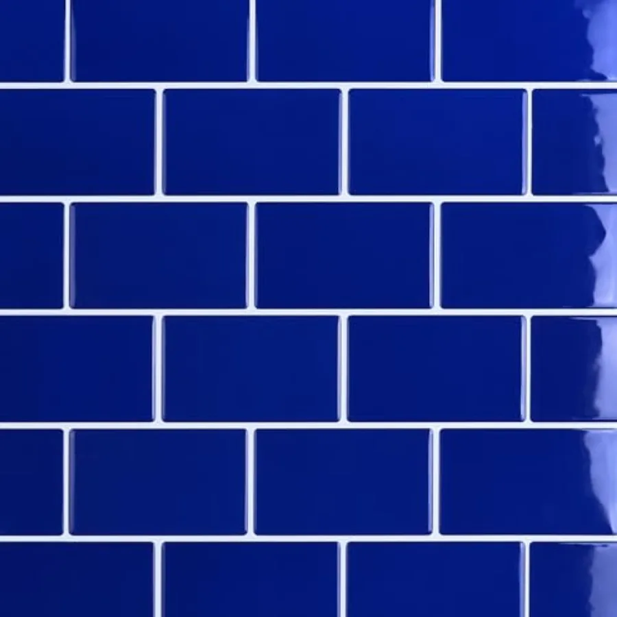 

Kitchen and bathroom backsplash application, vinyl material, royal blue color, waterproof and removable peel-and-stick function