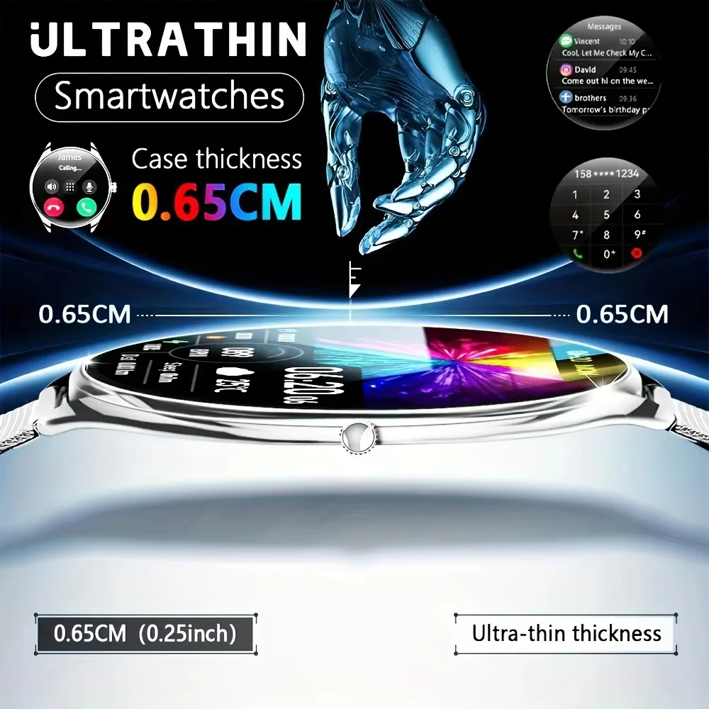 

2025 New 7.5MM Ultra Thin Smart Watch Men 1.96"AMOLED Screen Always Show Time Heart Rate Sport Waterproof BT Call Smartwatch