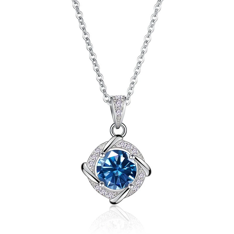 JoyceJelly 6.5mm 1ct Moissanite Necklace For Women S925 Sterling Silver Jewelry Lab Created Diamond Pendant Clavicle Chain Gift