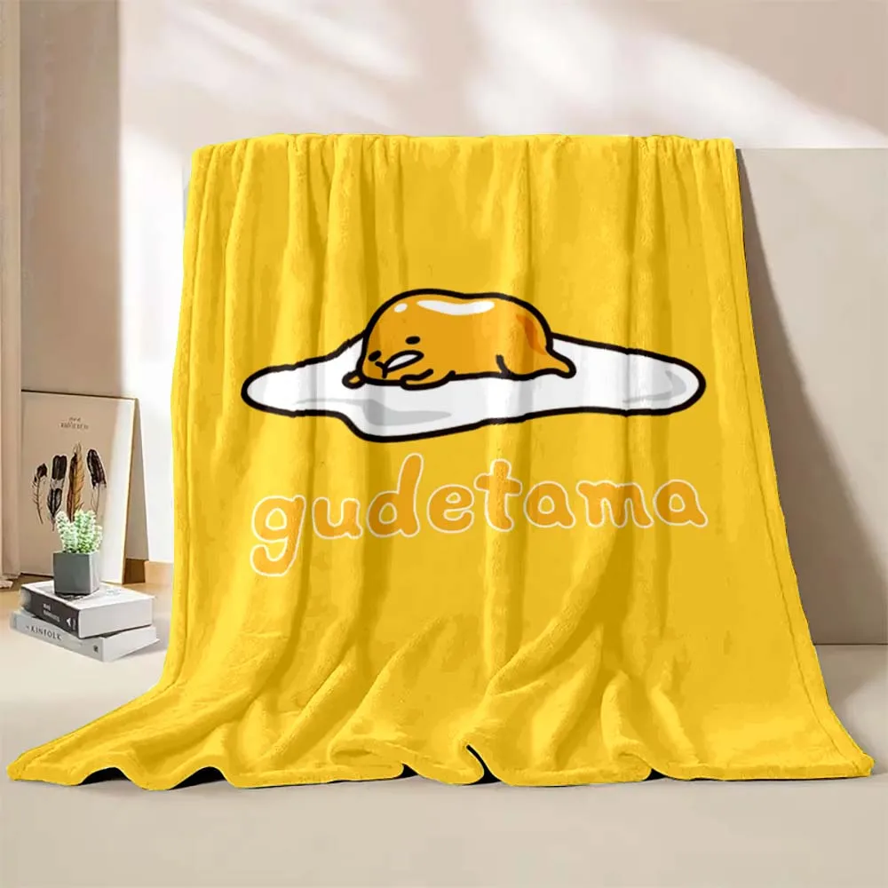 Sanrio Gudetama Egg Pattern Blanket Fluffy Kids and Adult Sofa Bed Throw Blanket Outdoor Travel Camping Sheet Cartoon Blanket