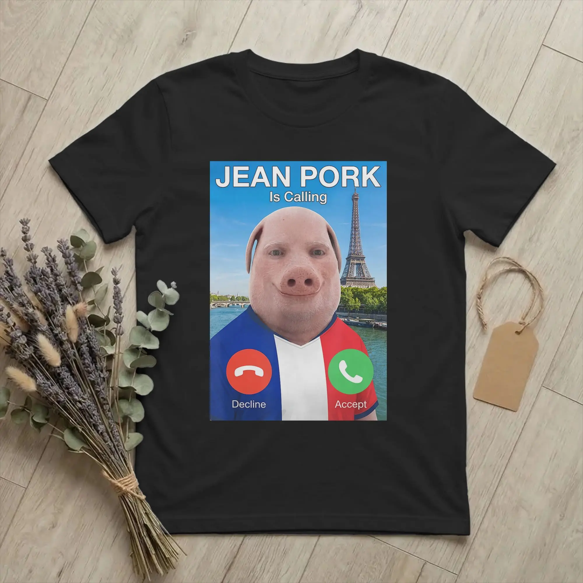 Men T-Shirts Jean John Pork is Calling Brainrot Meme Fun Pure Cotton Tees Short Sleeve France T Shirts Crew Neck Tops Unique