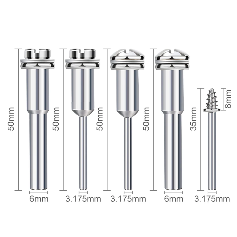 XCAN 3.175/6mm Shank Polishing Wheel Mandrels Set 5pcs Cutting Disc Extension Rod Connective Rod For Dremel Rotary Tool