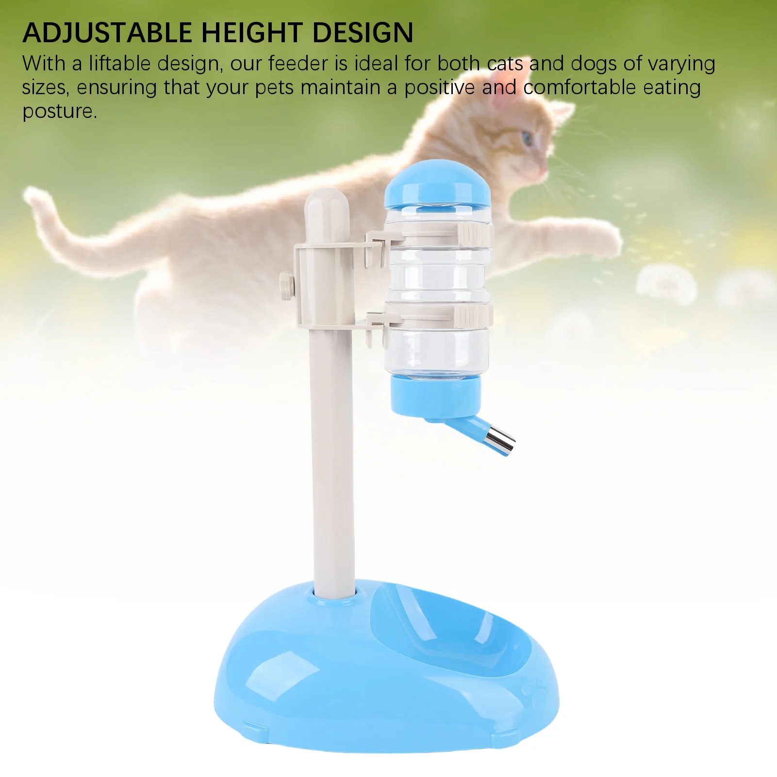 Bowl Bottle Standing Dispenser Easy To Clean 500ml Capacity Height Adjustable Dog Standing Water Dispenser Feeder for Puppy
