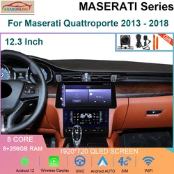 12.3 Inch 8+256GB For Maserati Quattroporte 2013 - 2018 Android 12 Car Radio Multimedia Video Player Navigation Head Unit GPS