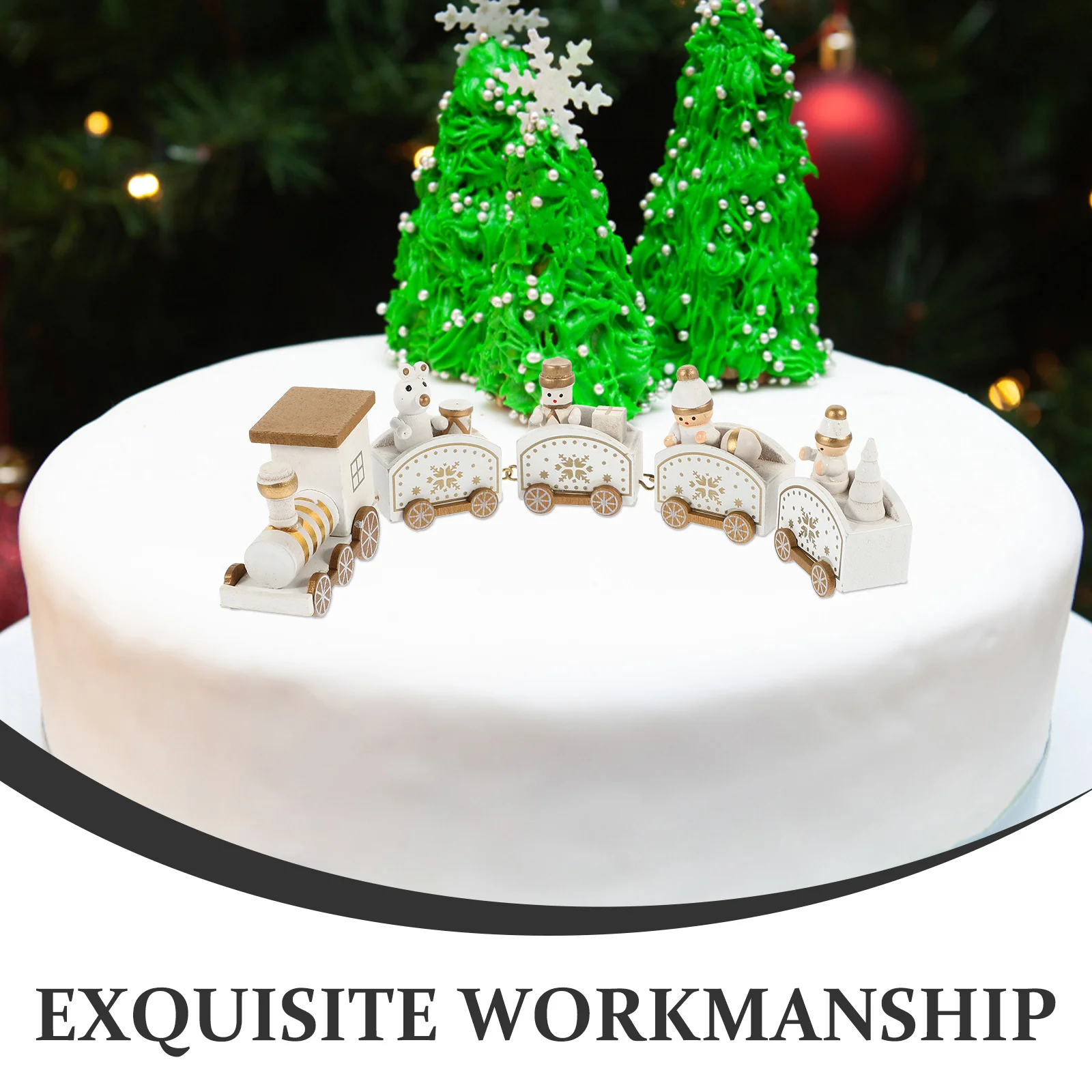 

Wooden Xmas Train Christmas Desktop Decoration Cartoon Multi-Section Xmas Train Decorative Christmas Home Props