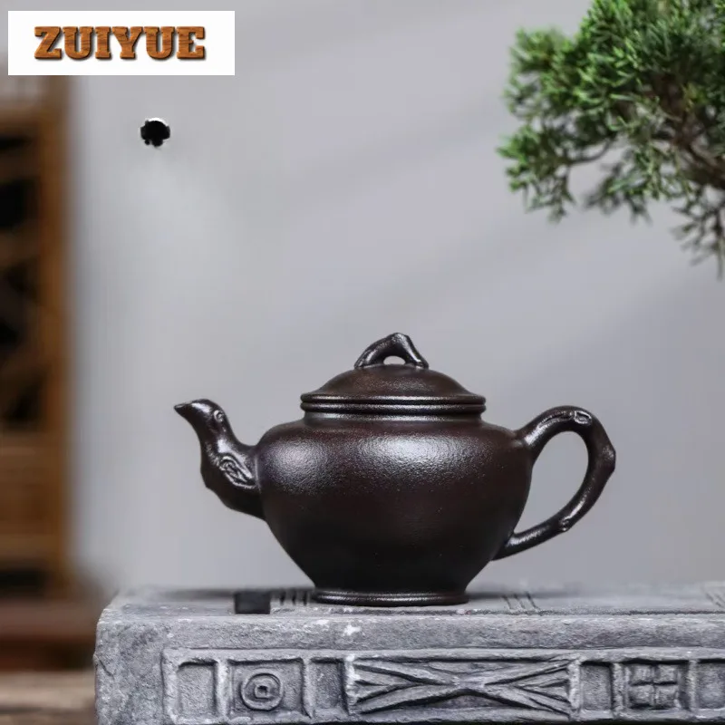 

300ml Traditional Yixing Purple Clay Teapots Handmade Pot Raw Ore Black Iron Mud Kettle With Infuser Zisha Tea Set Collection