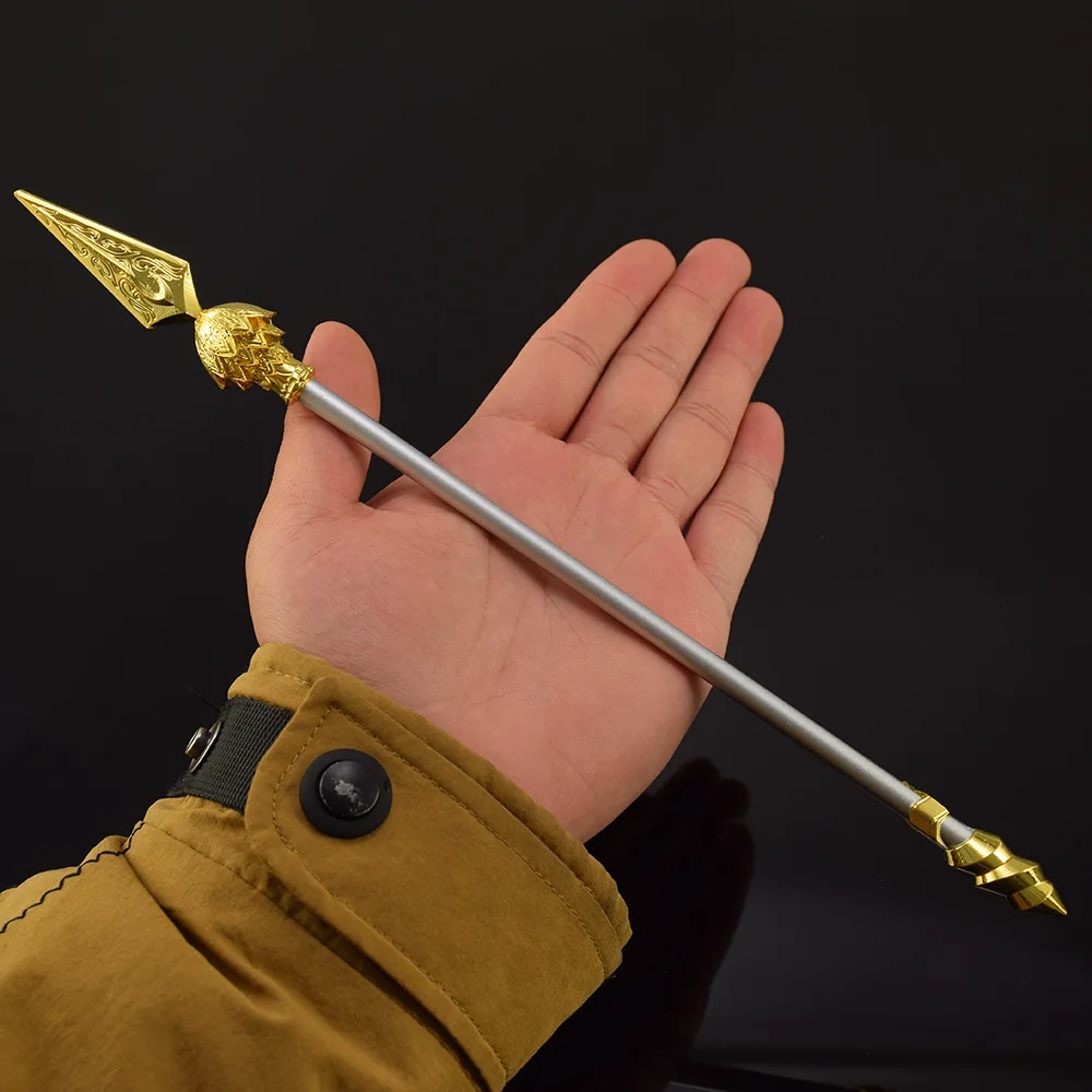 30 cm Nuovo Nezha Fuoco Pistola a punta Figura di film Periferiche Modello in metallo Armi e oggetti di scena Decorazione del desktop Ornamenti Regali Giocattoli