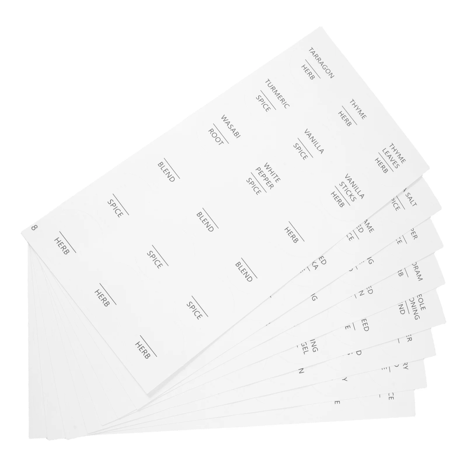 

8 Sheets Round Waterproof Seasoning Labels White Spice Jar Stickers Minimalist Kitchen Use Seasoning Labels Stickers Only