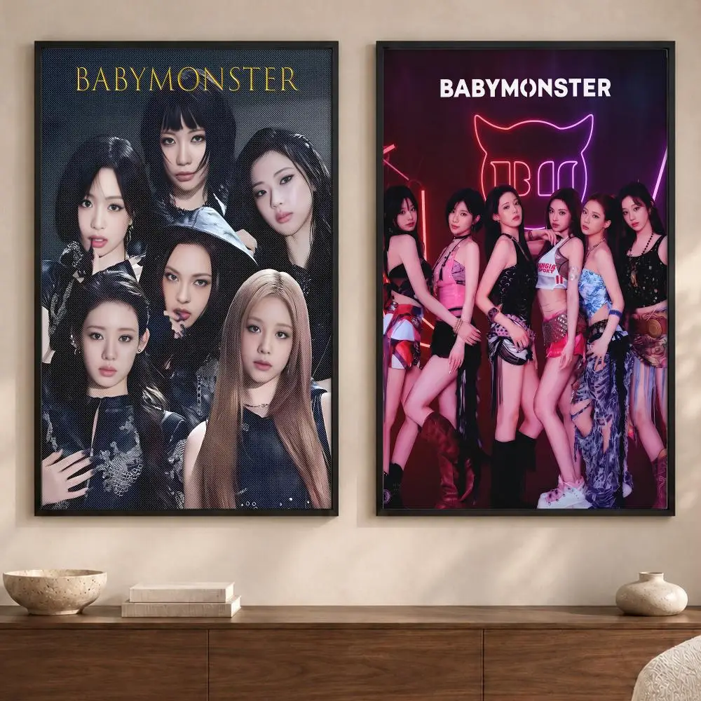 South Korea Kpop B-Babymonster Poster Wall Art Sticker For Living Room Bedroom Bar Home Decor Mural Painting Decoration - view 4