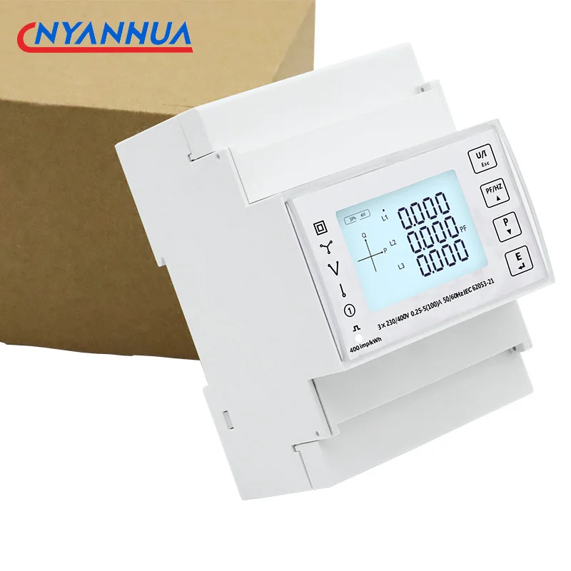 Multi-Function LCD Din Rail Energy Meter Modbus RS485 45~65Hz Three-Phase Four-Wire