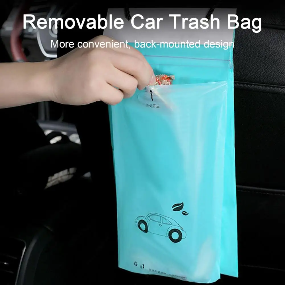 50Pcs Self-adhesive Car Trash Bag Waterproof PE Trash Pouch Large Capacity Leakproof Waste Rubbish Garbage Bag Auto Supplies