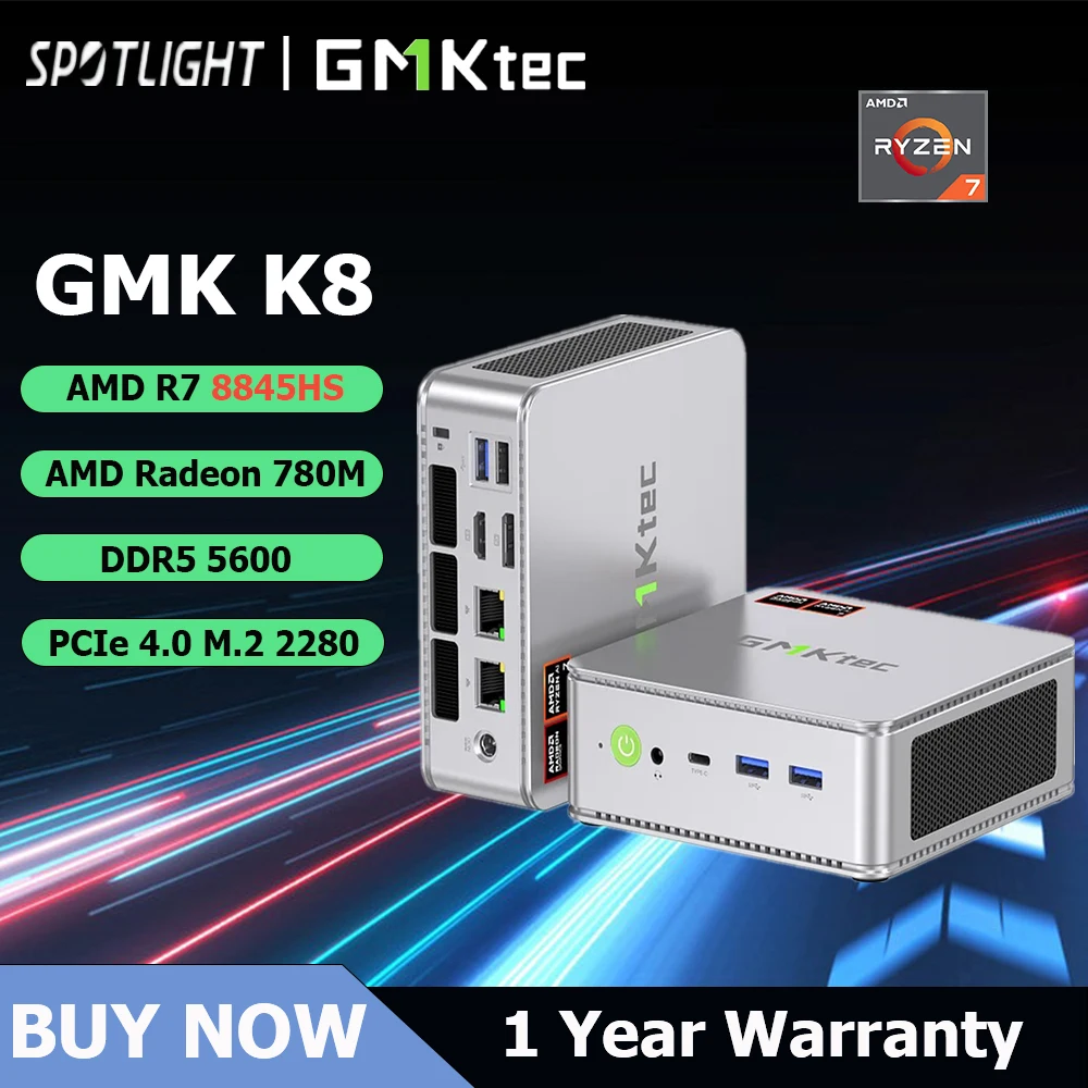 

GMKtec K8 AMD R7 8845HS Gaming Mini PC 8-core 16-thread 32GB DDR5 1TB SSD Computer PC Mini Computer PC Gaming Desktop