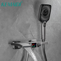 KEMAIDI Smart Digital Display  Hot and Cold Mixer TapTwo Function Shower Systerm Square Spary Wall Mounted  Shower Faucet Set