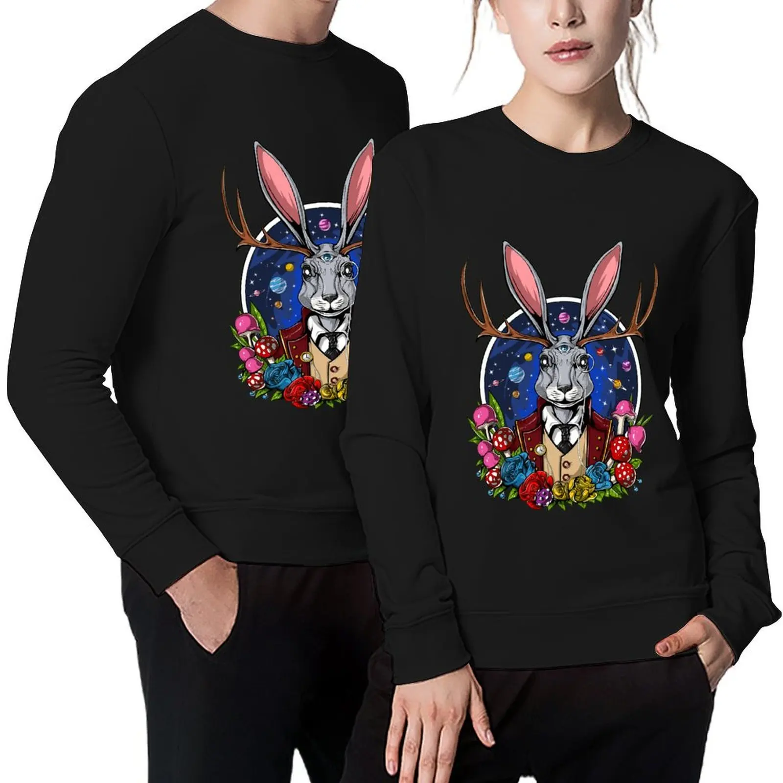 

Psychedelic Jackalope Pullover mens clothing anime clothes japanese style winter clothes new sweatshirt