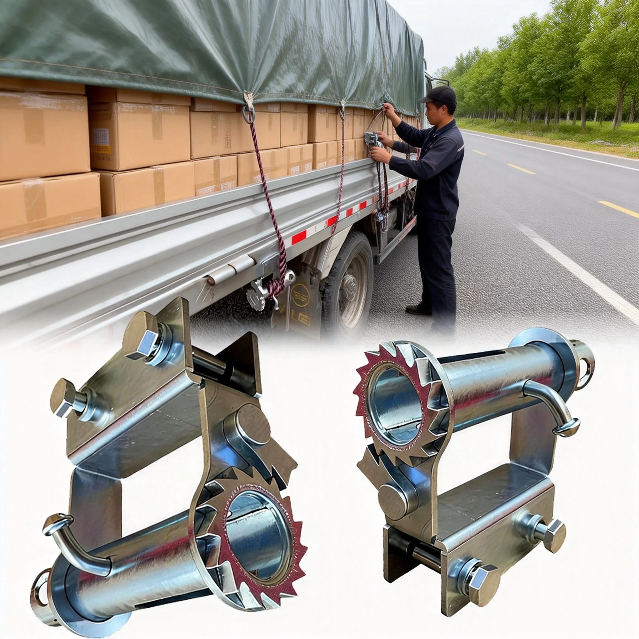 

Adjustable Lever Tensioner Rope Fastener For Small Trucks Manual Binding Device Crank Ratchet Design Heavy Duty Anti-Rust