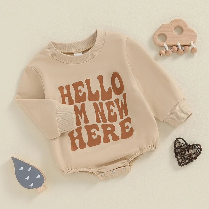 Baby Sweatshirt Romper Klassieke Brief Print Lange Mouw Ronde Hals Bodysuit Pasgeboren Playsuit