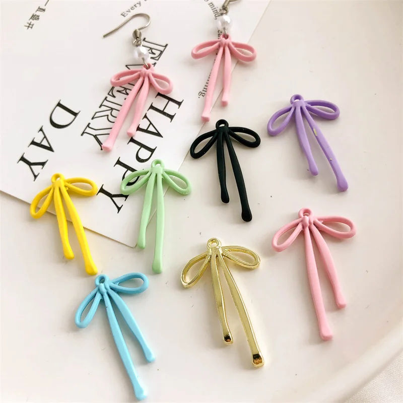 

New style 50pcs/lot color Rubber paint cartoon bowknot shape alloy floating locket charms diy jewelry garment accessory