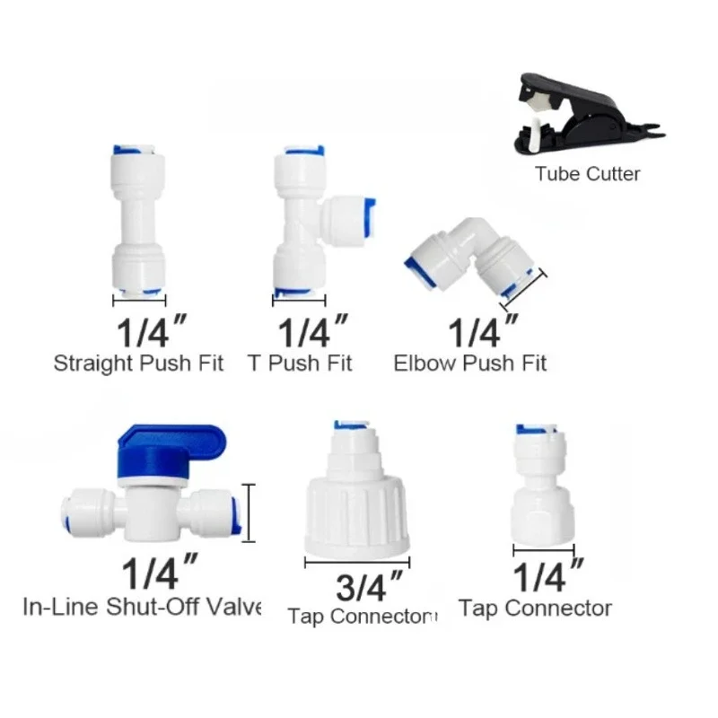 Detalle 3 de Electroválvula Refrigerator Water Supply Hose Kit with Inline Shut Off Valve 5/10M Quick Connect Pipe Fittings for RO Water Filter Ice Maker Otras válvulas