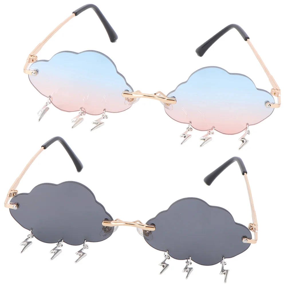 زوجان من نظارات الشمس على شكل سحابة خفيفة الوزن بدون إطار لحفلات الشاطئ والعطلات والصور النظارات الشمسية العصرية للنساء #5