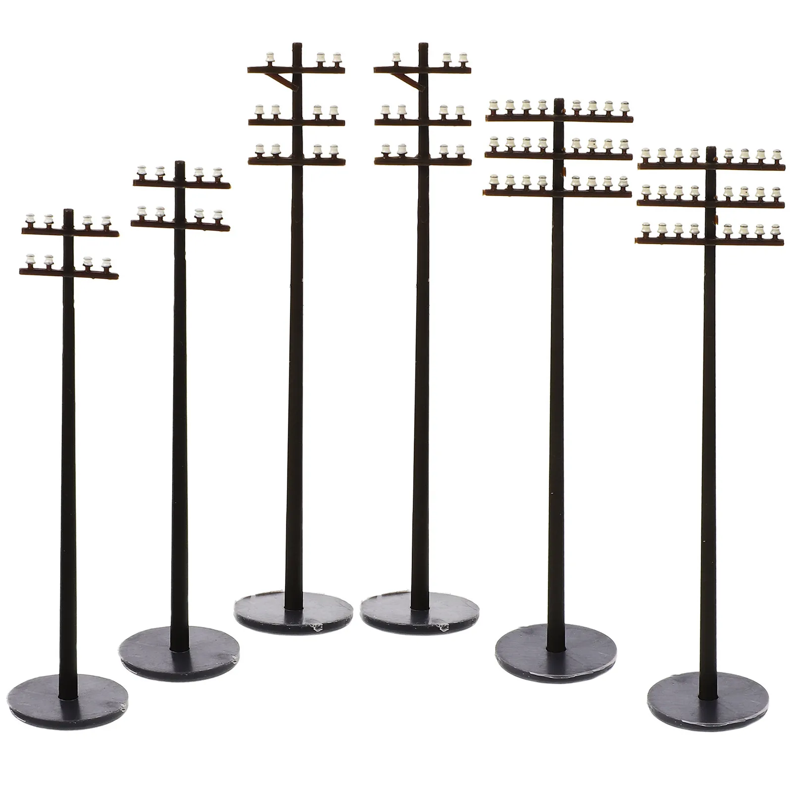 

6Pcs Miniature Plastic Telegraph Poles Micro Landscape Decoration DIY Sand Table Scenery Railway Accessories DIY Supply