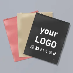 50pcs Customized Color Frosted Zipper Bags Gift Storage Bags Clothing Underwear Business Product Packaging Customizable Logo