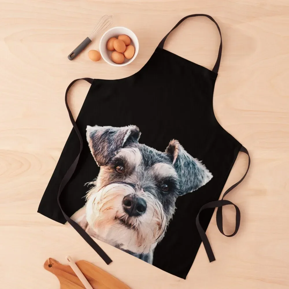 

miniature schnauzer face art lover gift Apron Kitchens For Men Customizable Woman For Kitchen Apron