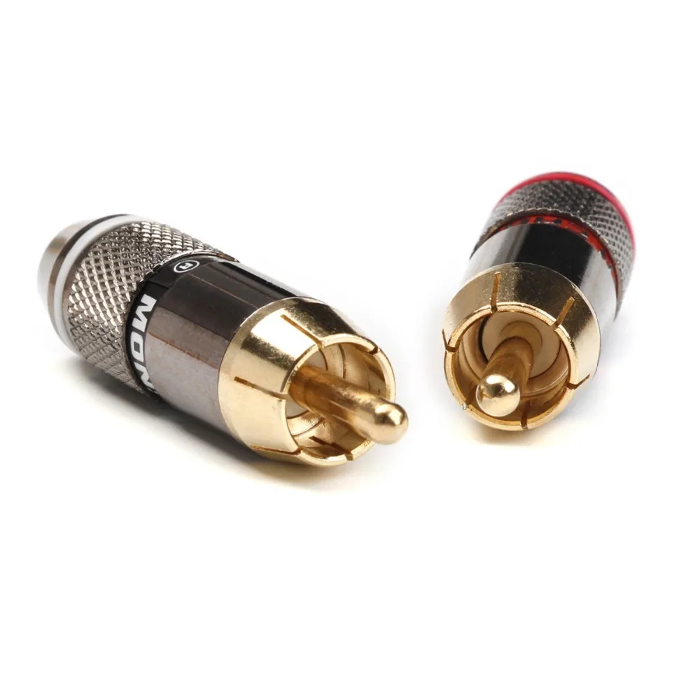 12 sztuk Monster wtyczka bananowa złącze RCA 6mm 24K pozłacany kabel głośnikowy adapter audio złącze przewodu wtyk męski RCA — zdjęcie 5