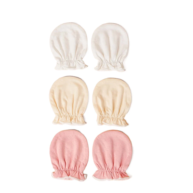 3Pairs Baby Cotton Soft Mitten Newborn Anti-eat Hand Anti-Grab Face Protect Glove