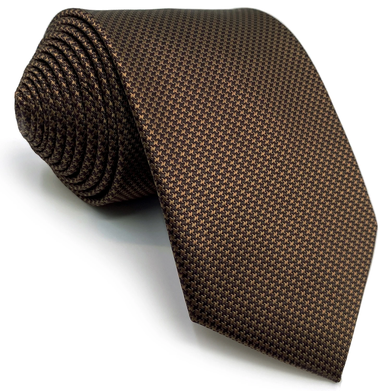 U27 Brown Houndstooth Necktie Set Handmade Wedding Fashion Extra Long Size Classic Ties for Mens Hanky