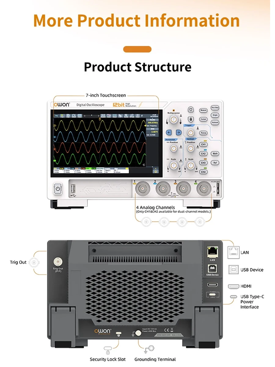 Advanced OWON ADS822A 2CH digital oscilloscope 200MHz touchable fluorescence oscilloscope LIN decoding osciloscopio digital