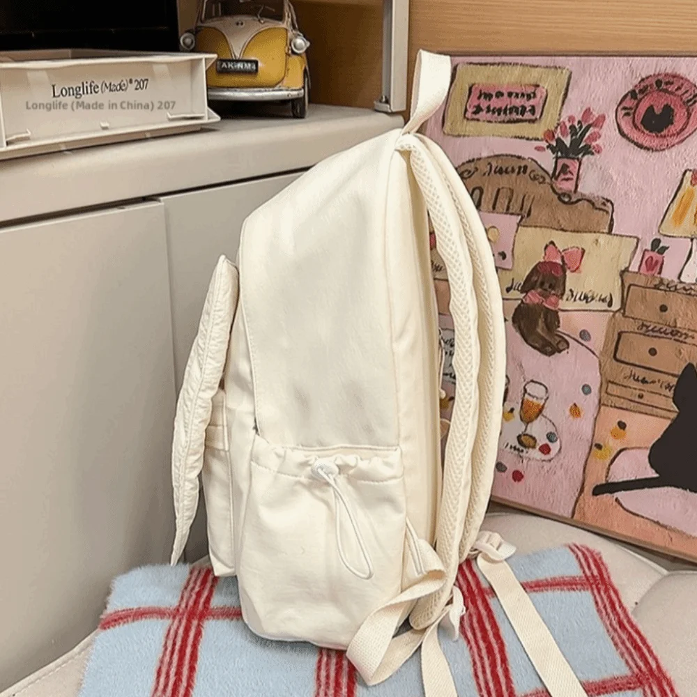 Versatile Angel Wing Backpack Y2k Style Large Capacity Nylon Backpack Solid Color Embroidered Pattern School Bag