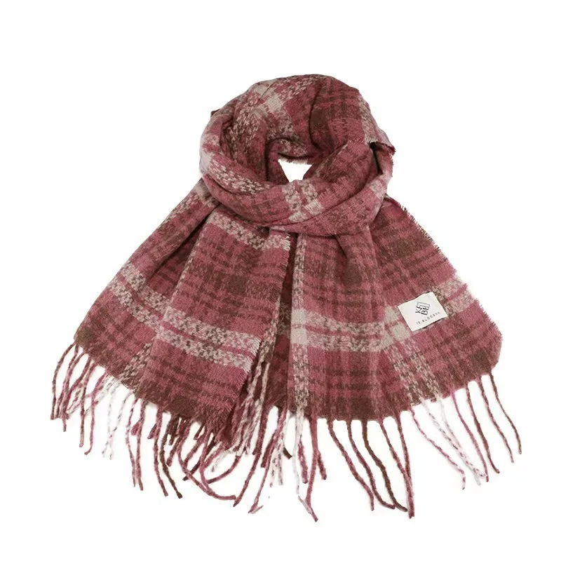 Buy One Get One Free Winter Cashmere Color Pink Simple Pashmina Tassel Scarf Cold Weather Scarves Wraps Women Girls Gifts